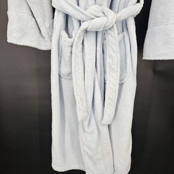 Stan Herman Robe Womens L/XL Light Blue Plush Fleece Belted Shawl Collar Pockets - Picture 6 of 12